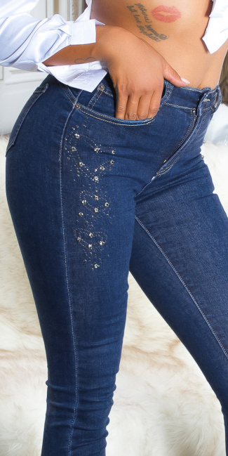Dark Denim Push-Up Jeans with glitter details Blue